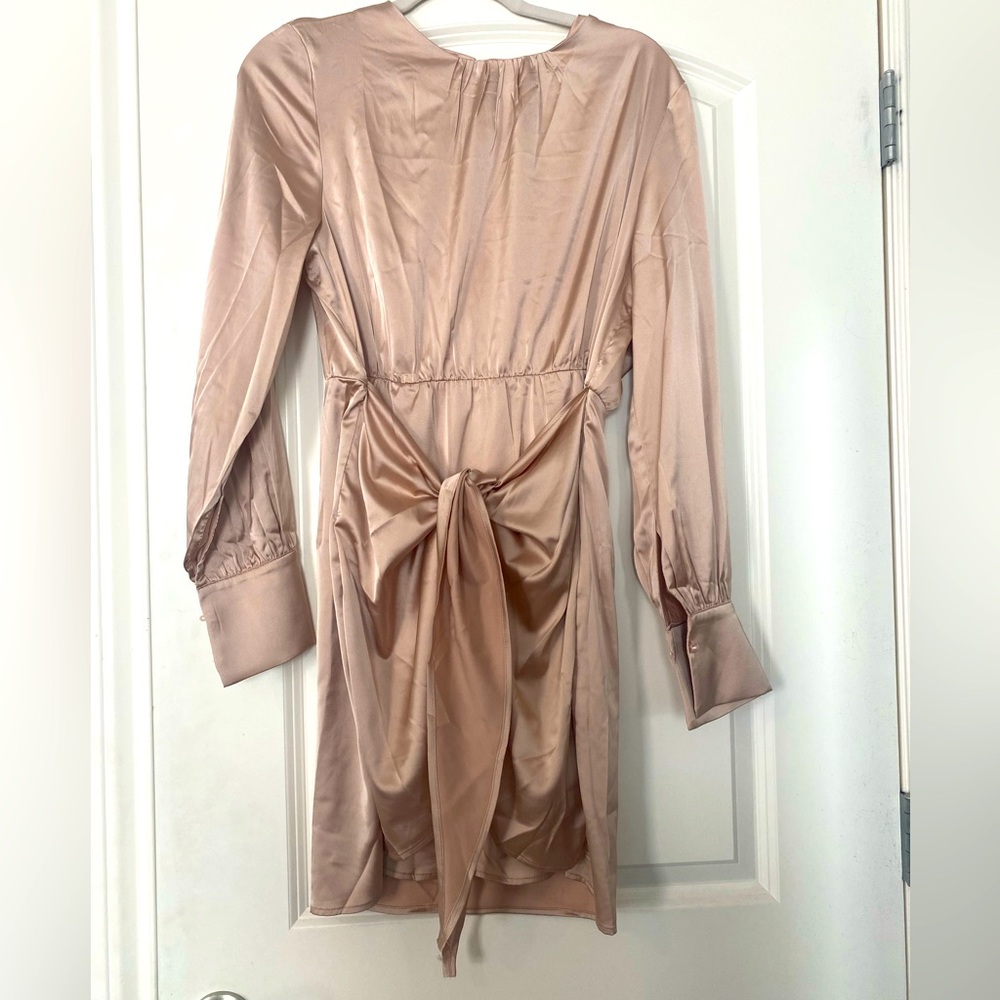 Satin long sleeve wrap dress new without tags medium
